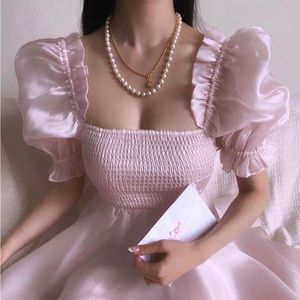 NWOT Selkie Silk Satin Peach Fuzz Maria Mini dress in XS